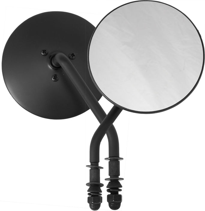 4" Round Mirror Black Right Side