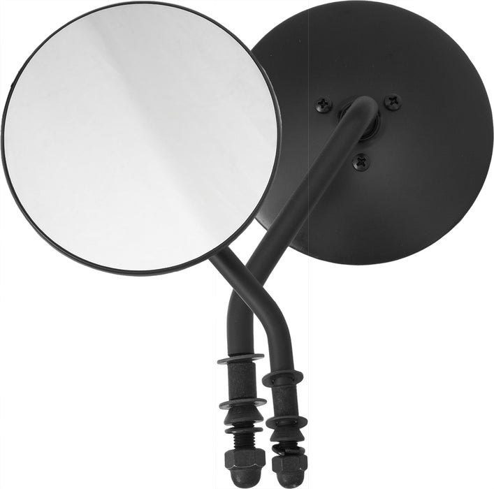 4" Round Mirror Black Left Side
