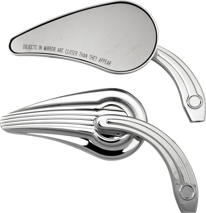 Caudal Fin Mirror Set W/Raised Rib Stem Chrome