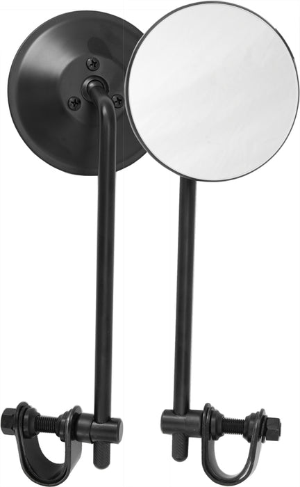 Universal 4" Round Mirror 8" Stem Black